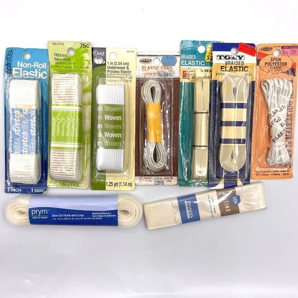 Seam Binding Tape Hem Facing Bias Tape Elastic Band Patches Cookie Tin Bundle - Picture 5 of 16